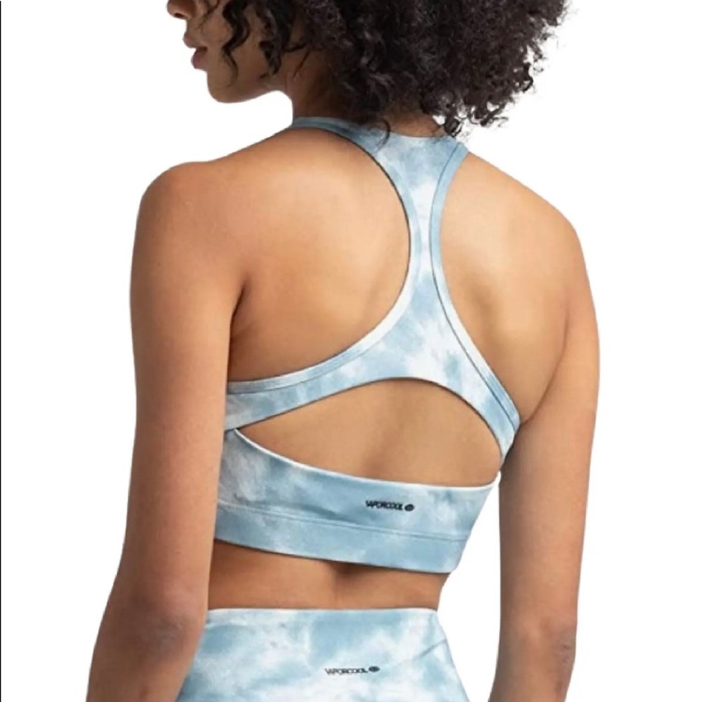 RIP CURL VaporCool Crop Sports Bra, Blue Grey Cloud Large MSRP $59.95